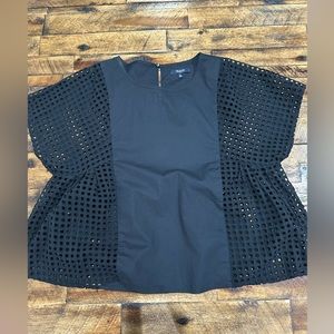 Madewell Eyelet Float Weave Black Top sz M
